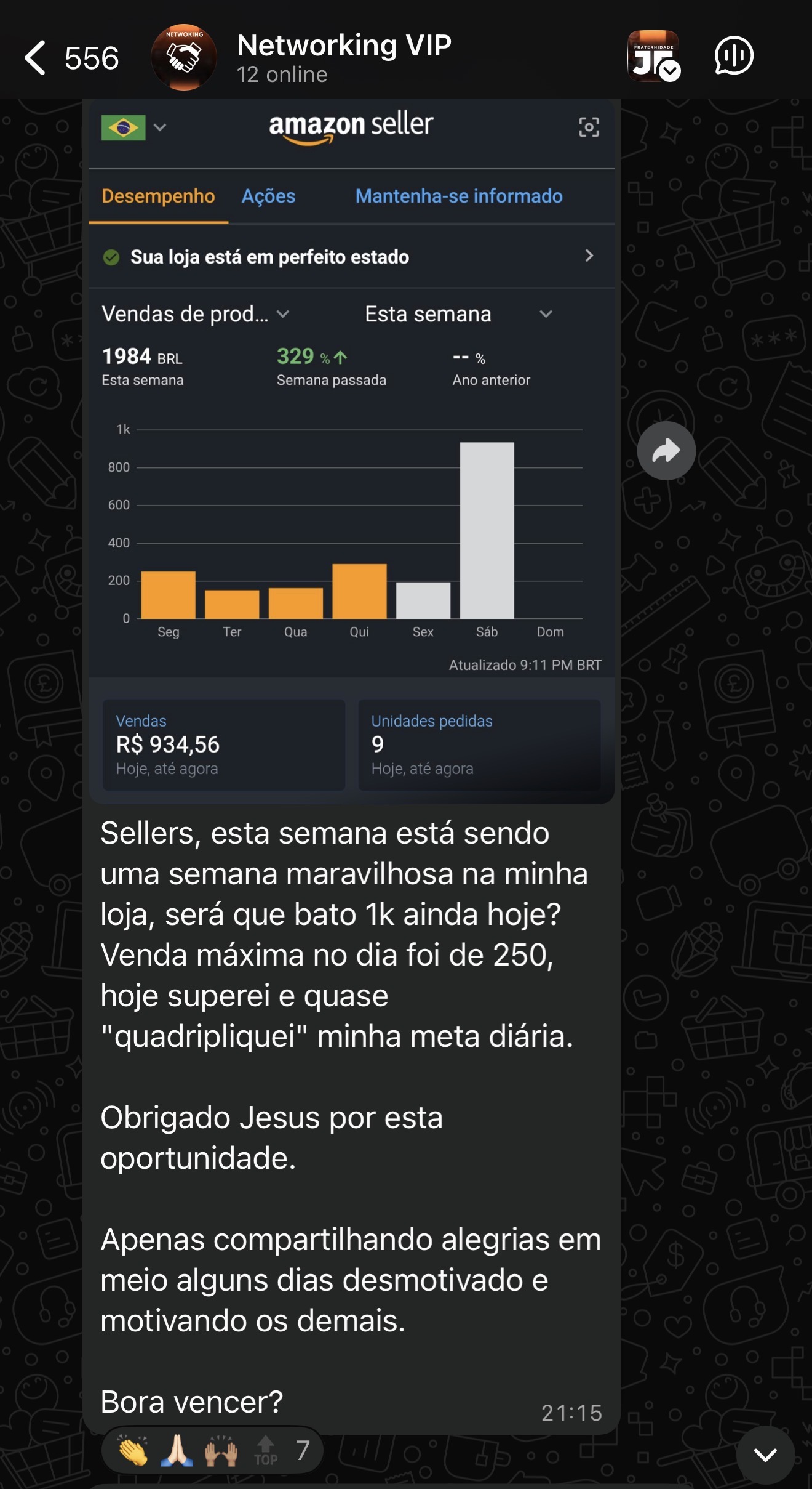 Print do aluno · semana de R$1.984 na Amazon